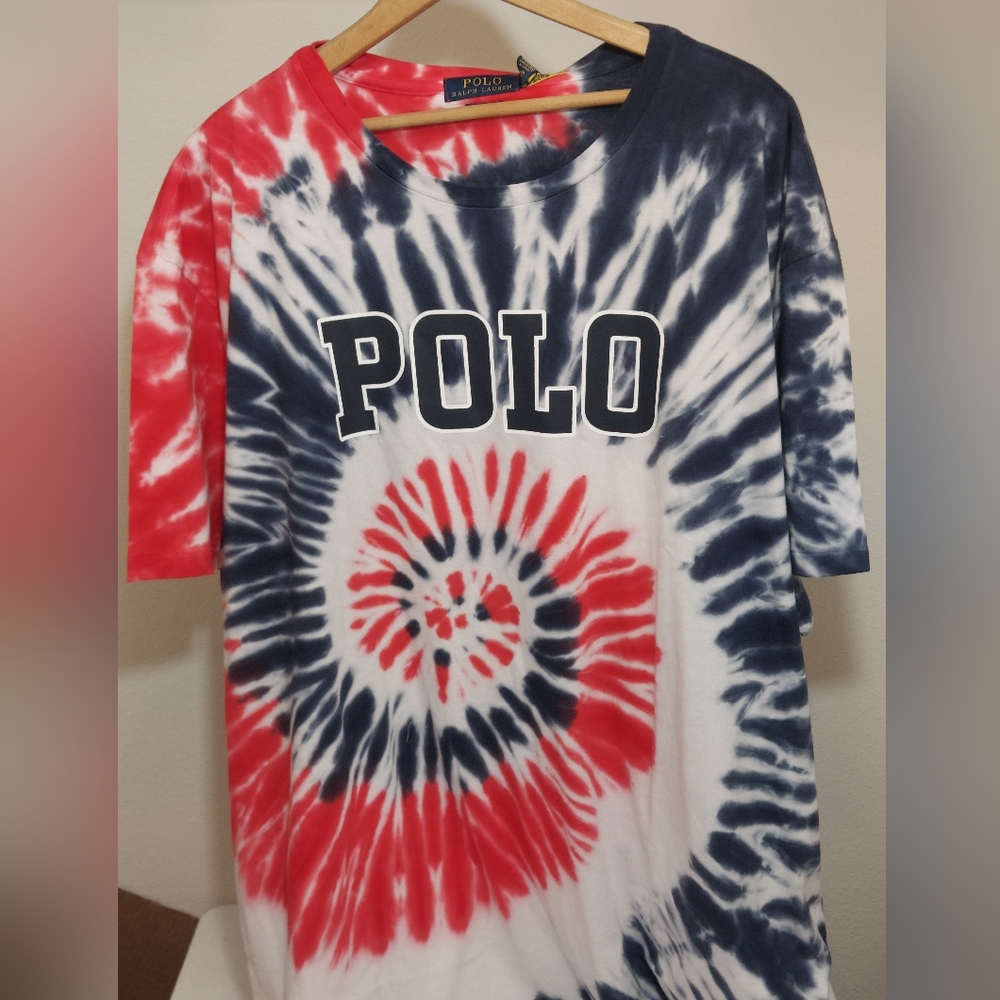 Polo Ralph Lauren Men’s Tie Dye Americana Classic Fit T-Shirt XXL NWT Red Blue